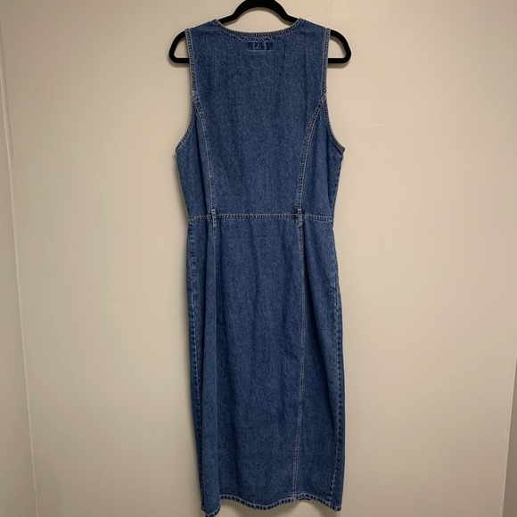Retro Denim Jean Button Front Women’s Maxi Dress - Picture 3 of 8